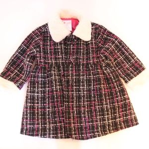 Baby Girl Plaid PeaCoat with faux fur collar